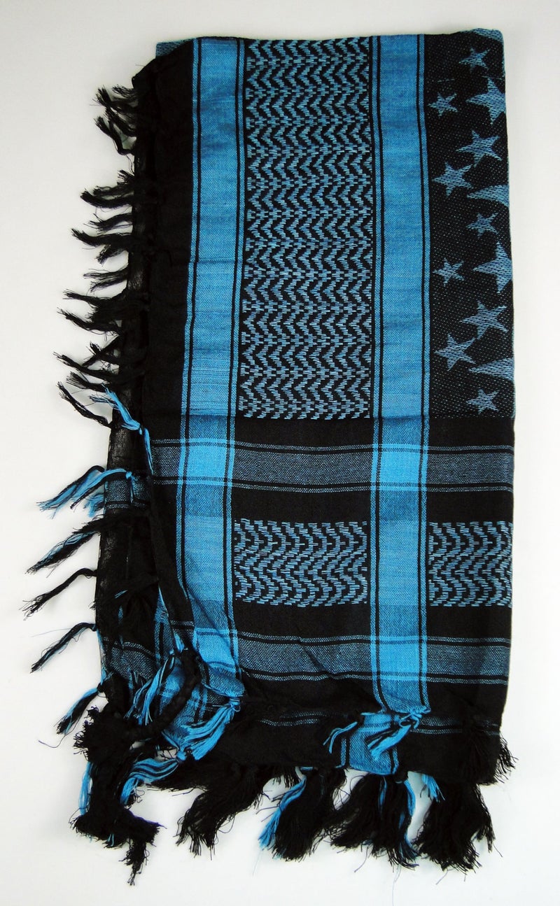 Tapp Collections Premium Star Pattern Shemagh Head Neck Scarf - Turquoise Blue/Black - Image 3